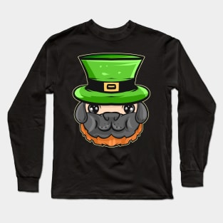 Kawaii Pug With Red Beard And Green Hat For St. Patricks Day Long Sleeve T-Shirt